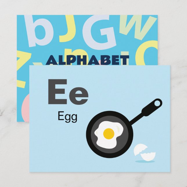 Postale E est pour Oeuf - Carte Flash Alphabet (Devant / Derrière)