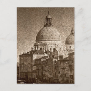 Postale Effet Papier Sepia Venise Grand Canal Carte Postal