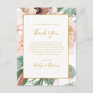 Postale Elégant jardin fleuri   Carte de réception Merci