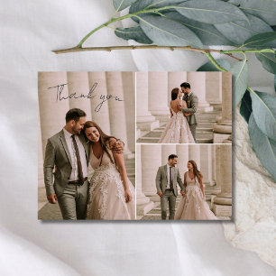 Postale Elégant mariage 3 photo Carte de remerciements