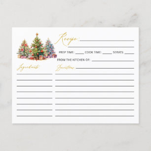 Postale Elégante Carte de Recette de Noël Arbre de Noël Mo