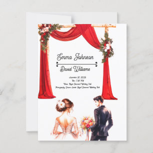 Postale Elégante carte Faire-part de mariage florale - Rom