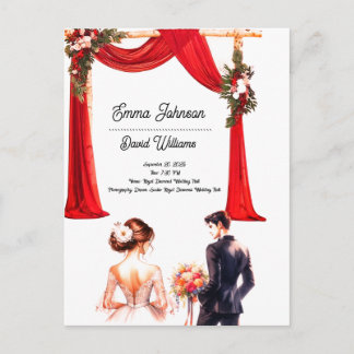 Postale Elégante carte Faire-part de mariage florale - Rom