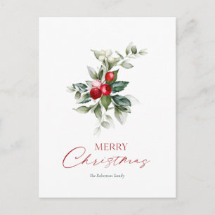 Postale Élégante carte Holly de Noël
