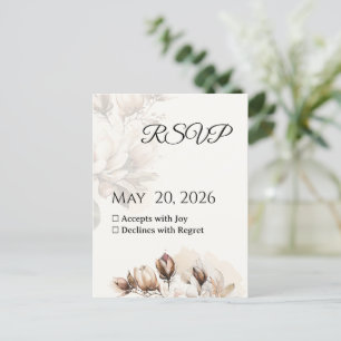 Postale Élégante carte RSVP classique en marbre beige