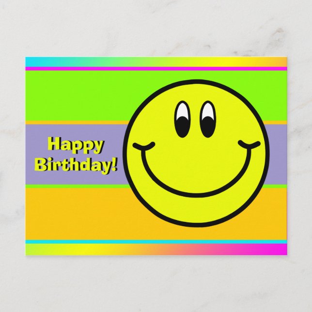 Postale Emoji Visage Souriant Joyeux Carte d'anniversaire (Devant)