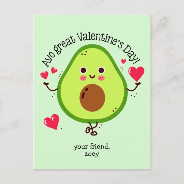 Postale Enfants Avocado Valentine's Day Taille de carte po (Devant)