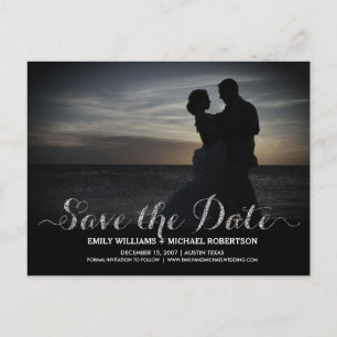 Postale Enregistrer la carte de date avec couple romantiqu
