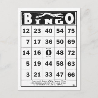 Postale Ephémère vintage | Carte Bingo vintage