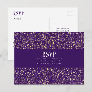 Postale Étoiles de nuit Carte de réponse au mariage violet