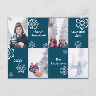 Postale Faire-part 4 Photos Points Bleus - Carte de vœux Hanukkah