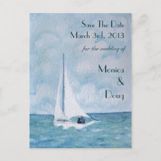 Postale Faire-part Amants sur un voilier, carte de Save The Date