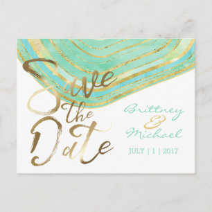 Postale Faire-part Aquarelle Aqua Agate Enregistrer la carte postal
