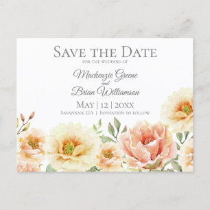 Postale Faire-part Aquarelle Botanique Enregistrer La Date Carte Post