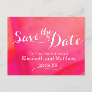 Postale Faire-part Aquarelle laver rouge rose enregistrer la carte de