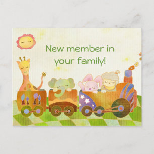 Postale Faire-part Baby Animals sur Choo Choo Train : Nouvelle carte 