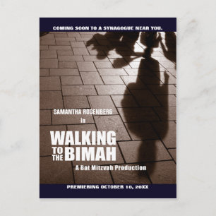 Postale Faire-part Bat mitzvah Bimah Movie Enregistrer la date Carte 