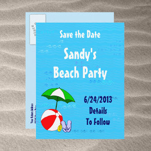 Postale Faire-part Beach Ball Pool Jouets Enregistrer la date Carte p