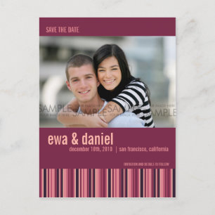 Postale Faire-part Berry Stripes :: Enregistrer la date Photo Carte P
