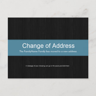 Postale Faire-part Bois foncé et bleu Changement d'adresse Carte post