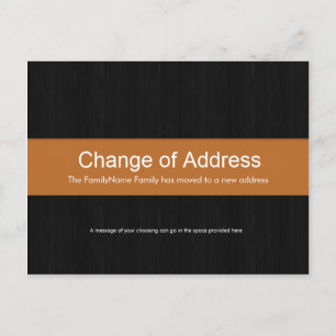 Postale Faire-part Bois foncé et orange Changement d'adresse Carte po