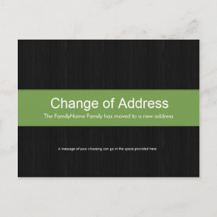 Postale Faire-part Bois foncé et vert Changement d'adresse Carte post