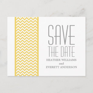 Postale Faire-part Bordure Chevron jaune Enregistrer la date Carte po