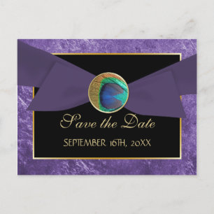 Postale Faire-part Bouton Peacock & Bow ENREGISTRER LA DATE Carte Pos