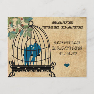 Postale Faire-part Cage d'oiseaux Enregistrer la date sur la carte po