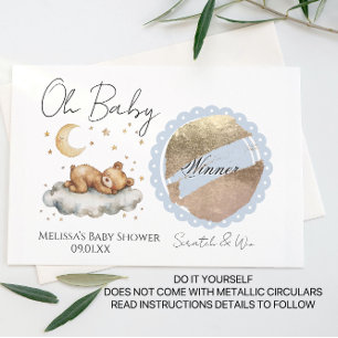 Postale Faire-part Carte à gratter DIY Baby Shower Garçon Fille Lune