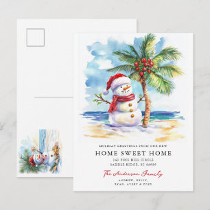 Postale Faire-part Carte Bonhomme de Neige Tropical Maison Douce Mais