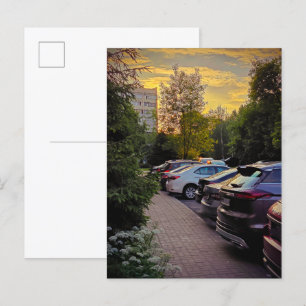 Postale Faire-part Carte d'annonce de sérénité au coucher du soleil –