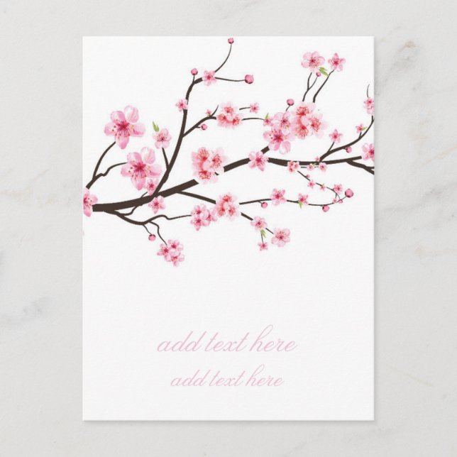 POSTALE FAIRE-PART CARTE D'ANNONCE : FLEURS DE SAKURA (Devant)