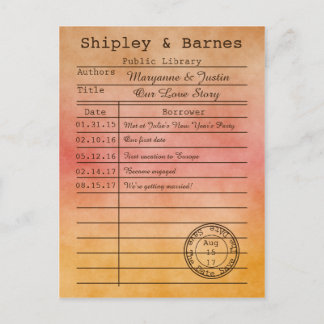 Postale Faire-part Carte de bibliothèque dorée orange vintage Sauvega