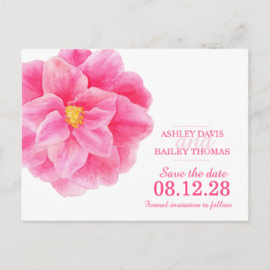Postale Faire-part Carte de fleur de camélia rose pour sauvegarder la