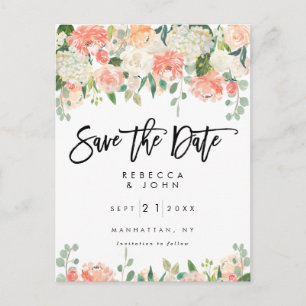 Postale Faire-part carte de mariage à conserver avec fleurs de pêcher