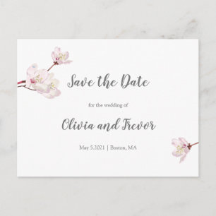 Postale Faire-part Carte de mariage Fleurs de cerisier roses Sakura S