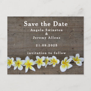 Postale Faire-part Carte de mariage Frangipani / Plumeria Save The Da