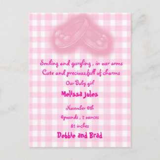 Postale Faire-part carte de naissance bébé