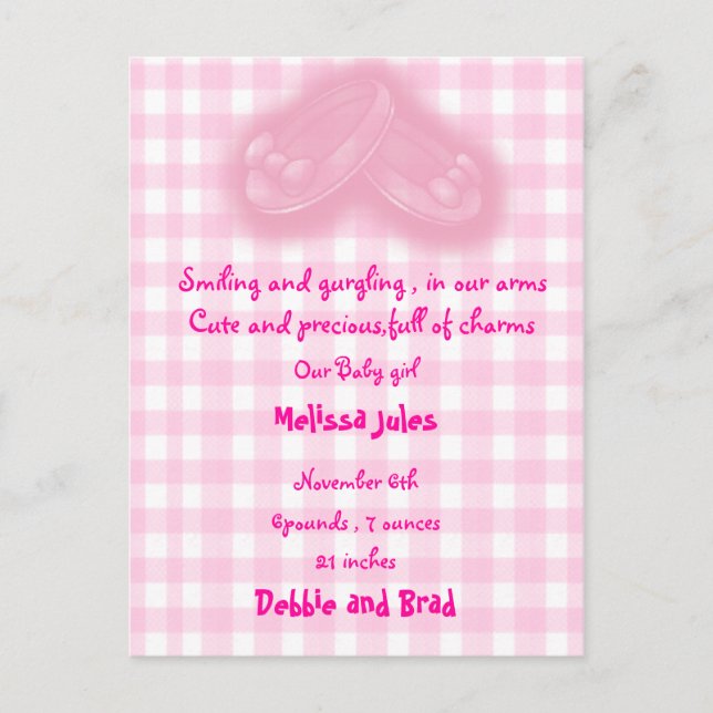 Postale Faire-part carte de naissance bébé (Devant)