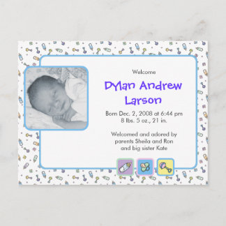 Postale Faire-part Carte de naissance garçon