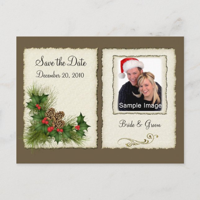 Postale Faire-part Carte de Noël - Enregistrez la date (Devant)
