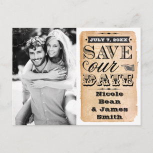 Postale Faire-part Carte de photo de mariage vintage SAVE OUR DATE