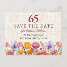 Carte de pré-annonce de 65e anniversaire Linen Gar
