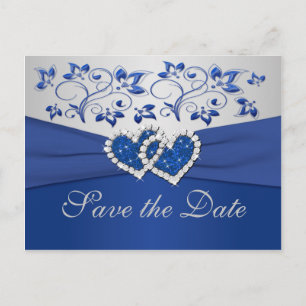 Postale Faire-part Carte de préavis de mariage Bleu Royal et Argent