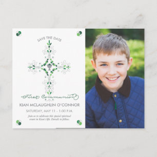 Postale Faire-part Carte de préavis de première communion, garçon, fi