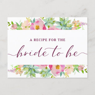 Postale Faire-part Carte de recette Blooming Chic Menthe et rose pour