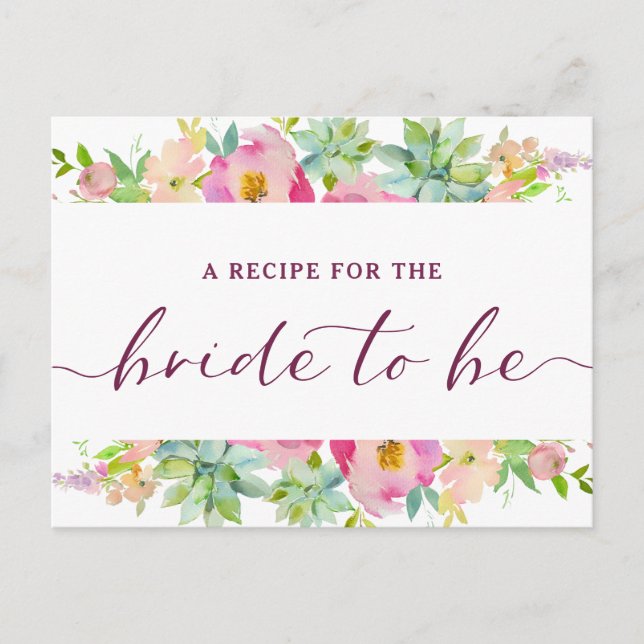 Postale Faire-part Carte de recette Blooming Chic Menthe et rose pour (Devant)