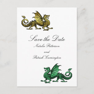 Postale Faire-part Carte de réservation de mariage au dragon vert or