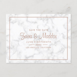 Postale Faire-part Carte de sauvegarde à date moderne en marbre gris 